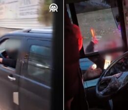 Ankara’da korku dolu anlar: Trafik magandasından otobüs şoförüne bıçaklı tehdit!